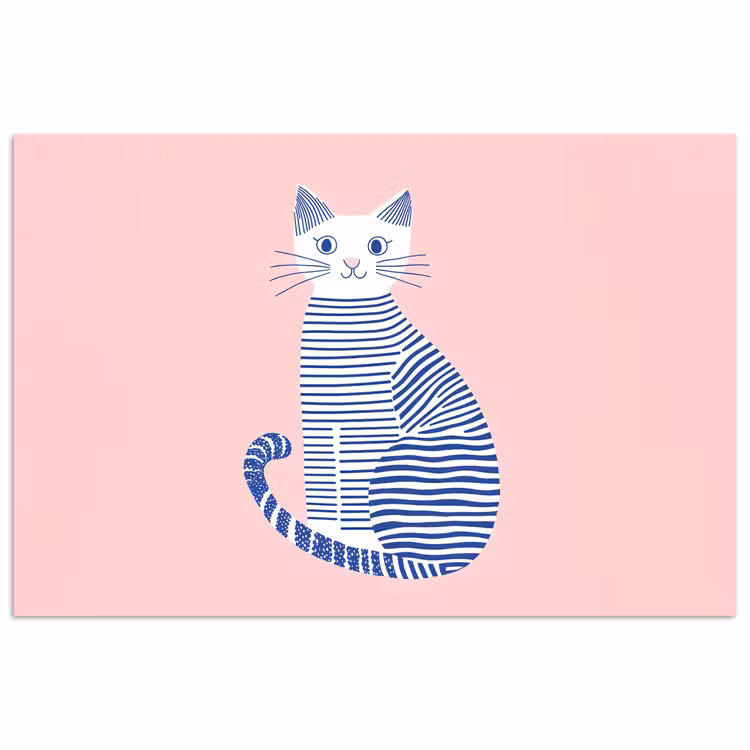 Poster - Kat - Illustratie - Minimalistisch - Roze — 1
