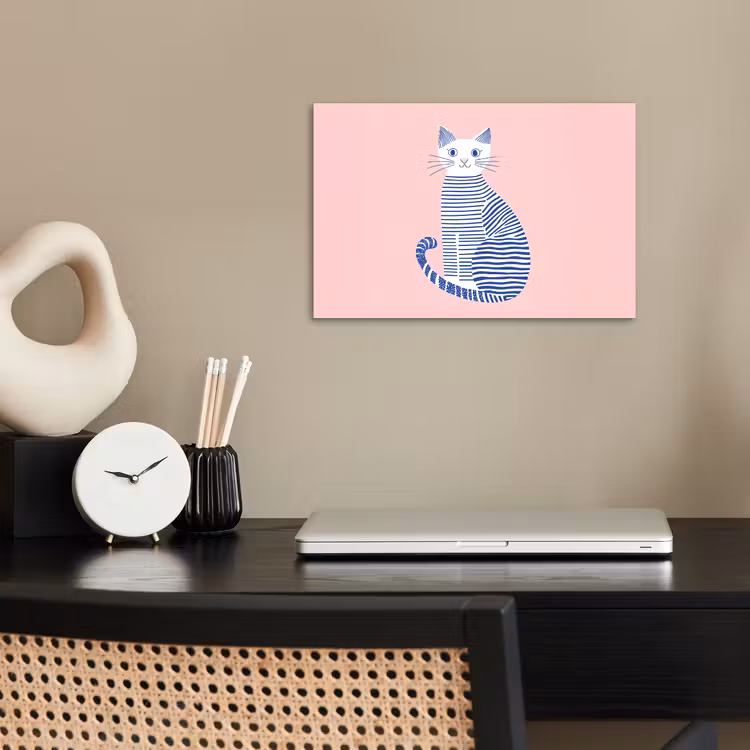 Poster - Kat - Illustratie - Minimalistisch - Roze — 2