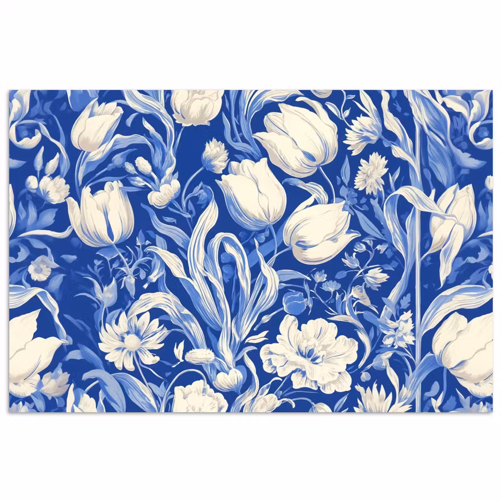Poster - Bloemen - Delfts Blauw - Patroon - Tulp — 1