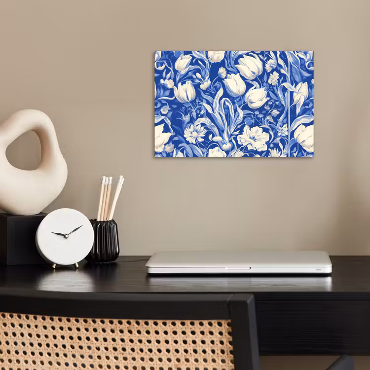Poster - Bloemen - Delfts Blauw - Patroon - Tulp — 2