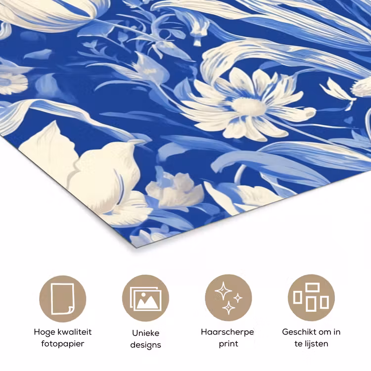 Poster - Bloemen - Delfts Blauw - Patroon - Tulp — 5
