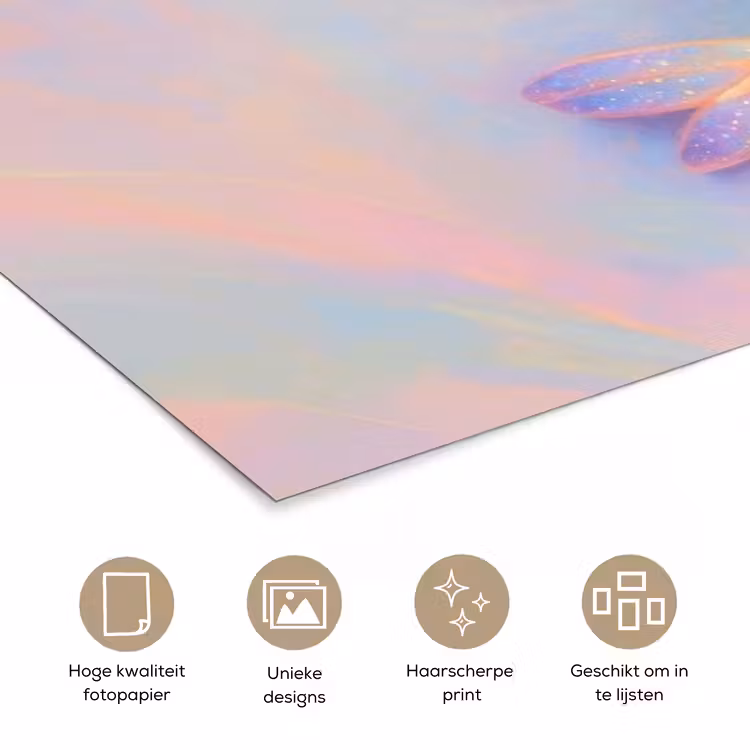 Poster - Garnaal - Subtiele structuur - Blauw - Roze — 5