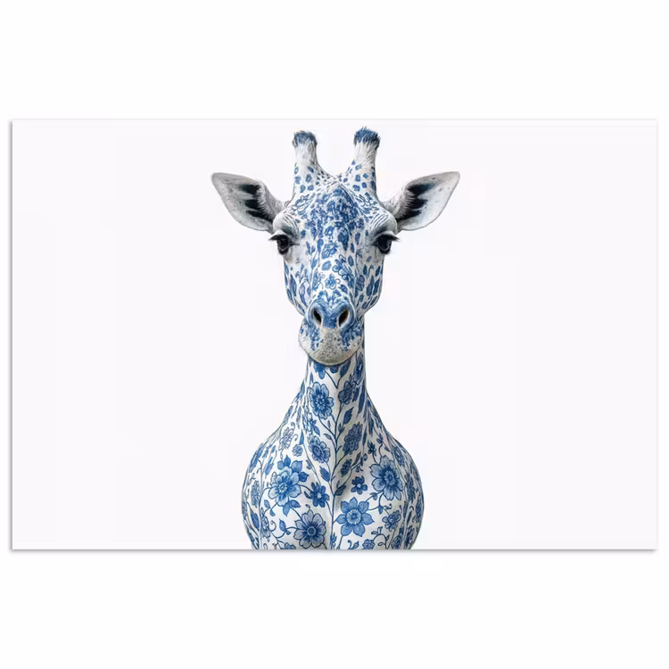 Poster - Giraffe - Delfts blauw - Dieren - Minimalistisch — 1