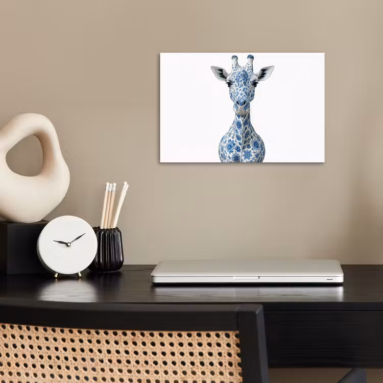 Poster - Giraffe - Delfts blauw - Dieren - Minimalistisch — 2