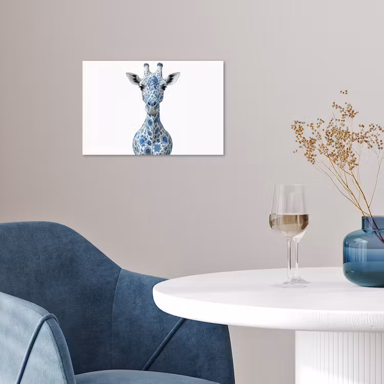 Poster - Giraffe - Delfts blauw - Dieren - Minimalistisch — 4