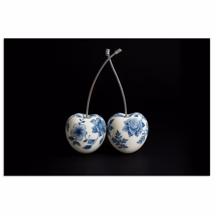 Poster - Kersen - Delfts blauw - Fruit — 1