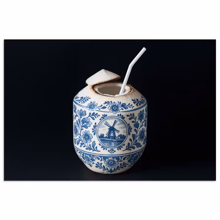 Poster - Kokosnoot - Eten - Delfts blauw - Drinken — 1