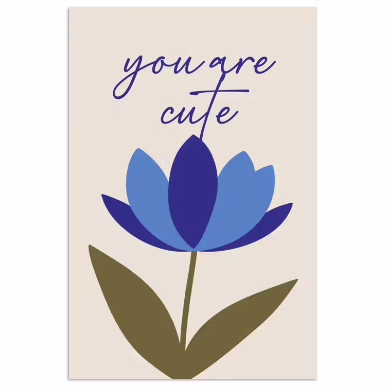 Poster - Korenbloem - Valentijn - Bloem - Blauw — 1