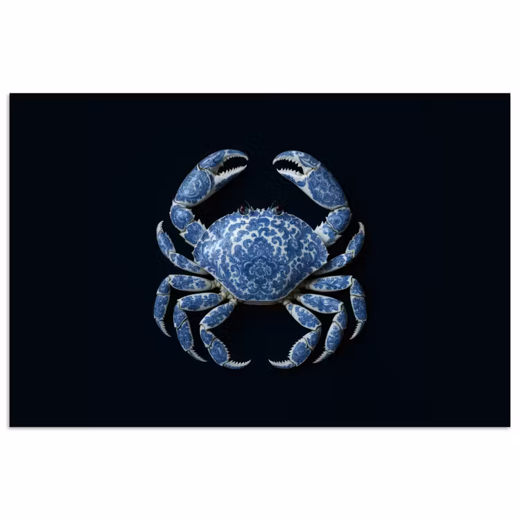 Poster - Krab - Delfts blauw - Dieren — 1