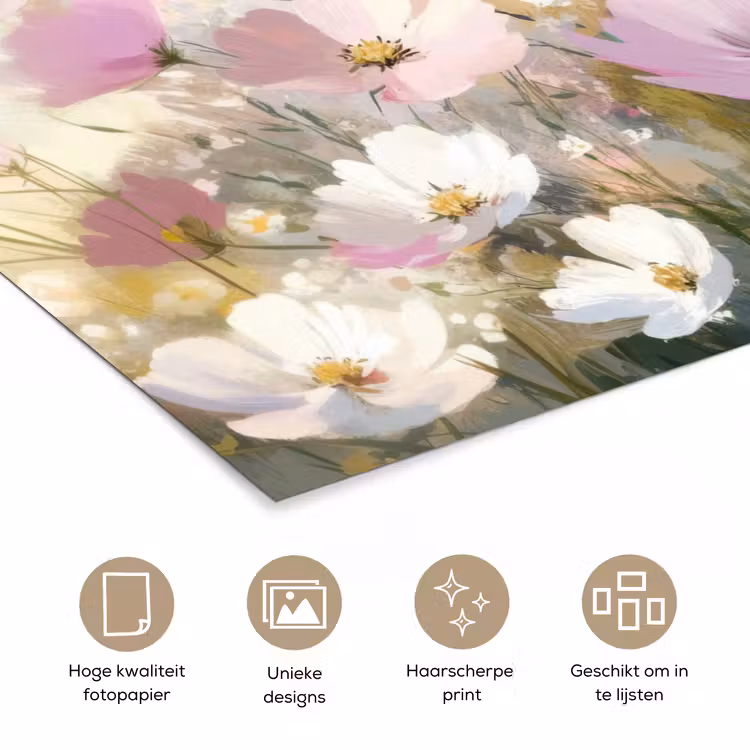 Poster - Bloemenveld - Lichte tinten - Geschilderd — 5