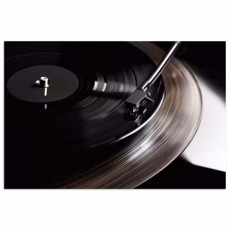 Poster - Close-up - Vinylplaat - Platenspeler - Zwart — 1