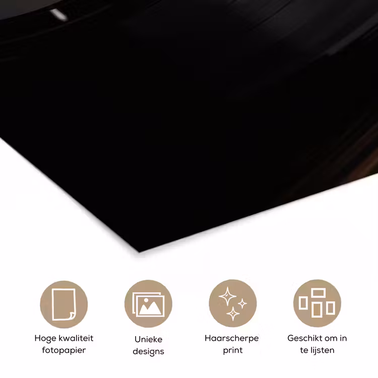 Poster - Close-up - Vinylplaat - Platenspeler - Zwart — 5