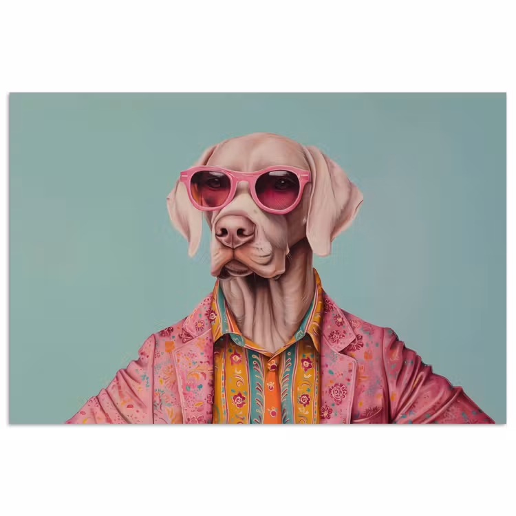 Poster - Hond - Overhemd - Bloemen - Bril — 1