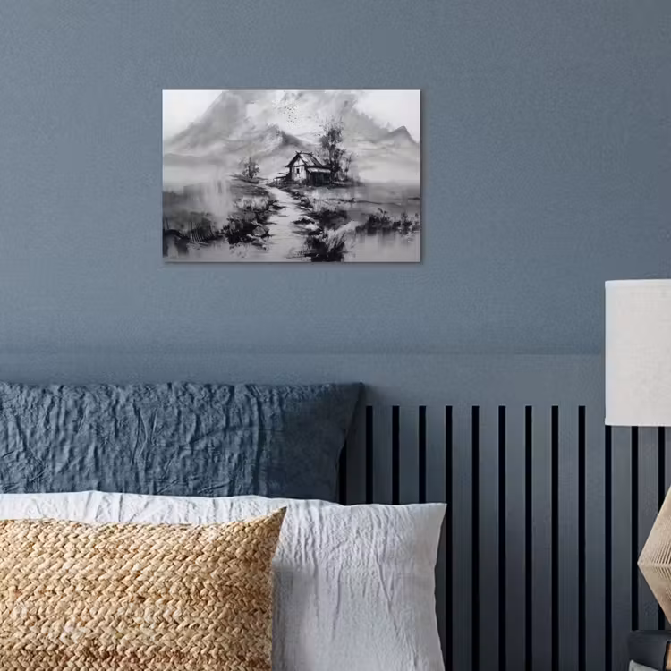 Poster - Hut - Grijs - Bergen - Mistig — 3