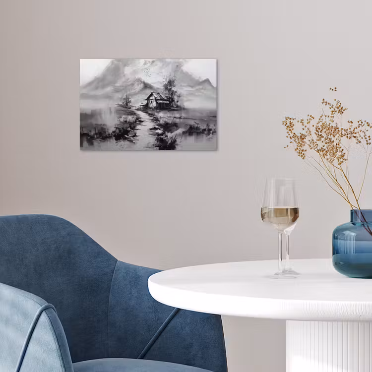 Poster - Hut - Grijs - Bergen - Mistig — 4