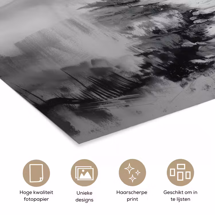 Poster - Hut - Grijs - Bergen - Mistig — 5