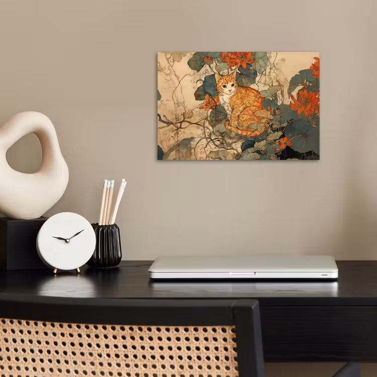 Poster - Kat - Sierlijk - Bloemen — 2
