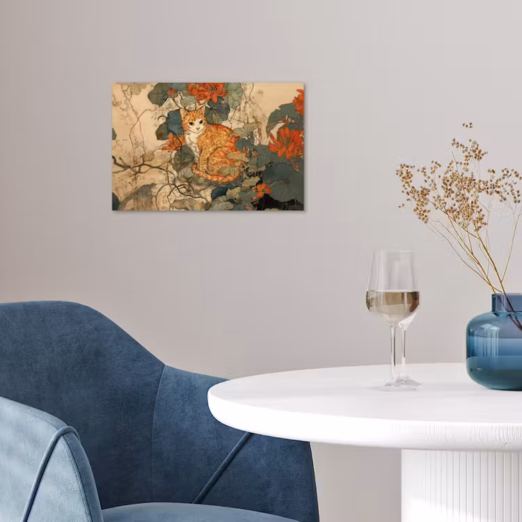 Poster - Kat - Sierlijk - Bloemen — 4