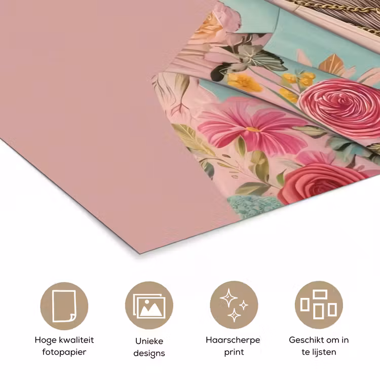 Poster - Luiaard - Bloemenprint - Bril - Roze — 5