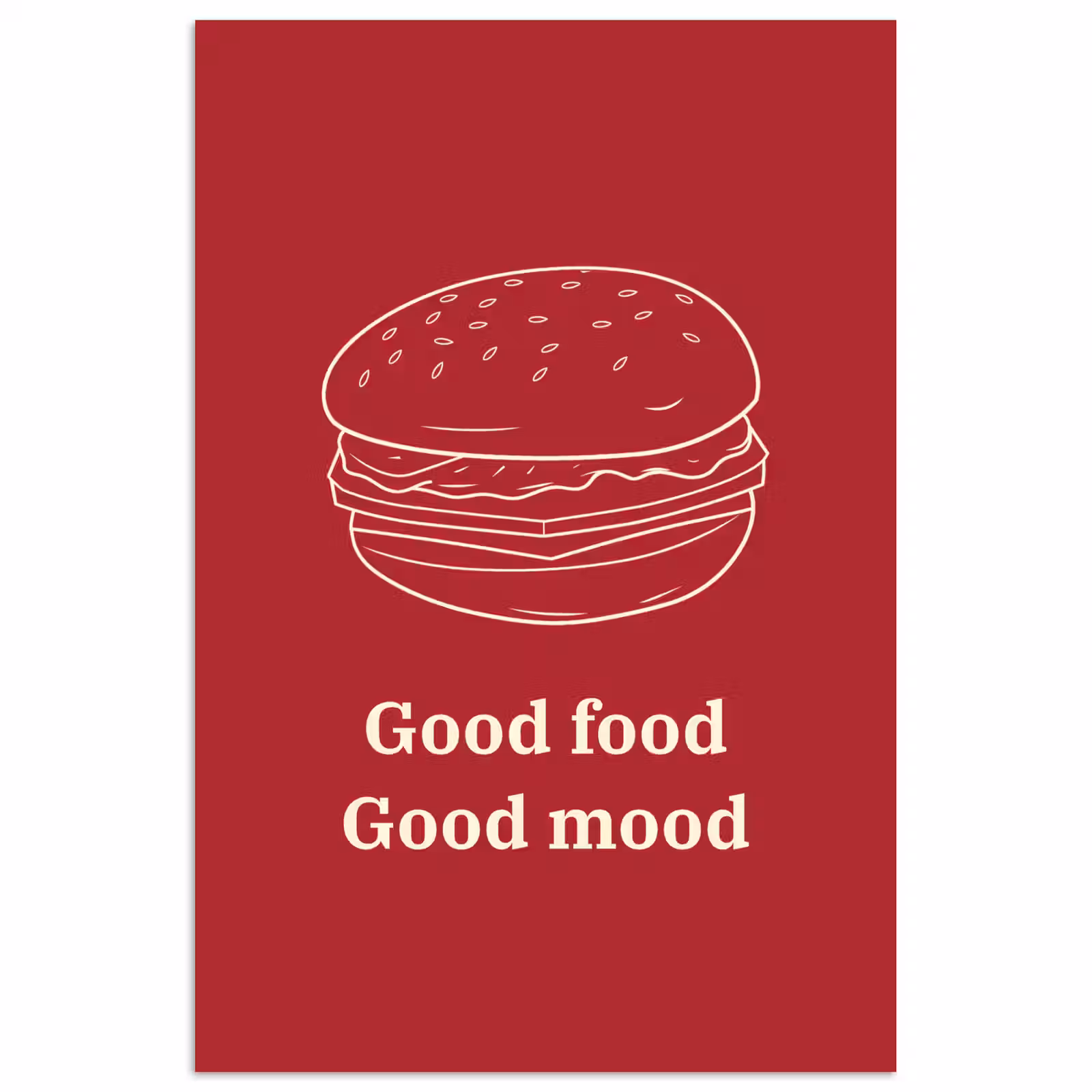 Poster - Dieprood - Lijntekening - Tekst - Hamburger — 1