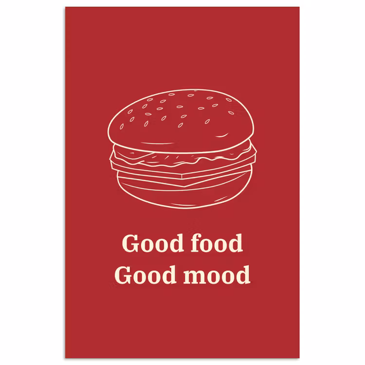 Poster - Dieprood - Lijntekening - Tekst - Hamburger — 1