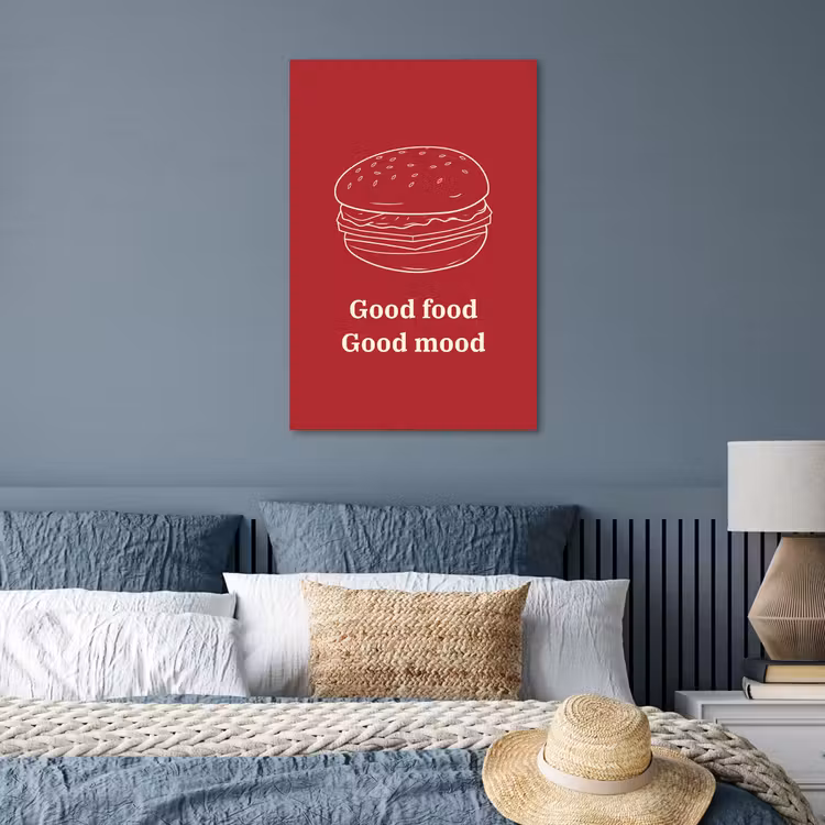 Poster - Dieprood - Lijntekening - Tekst - Hamburger — 3