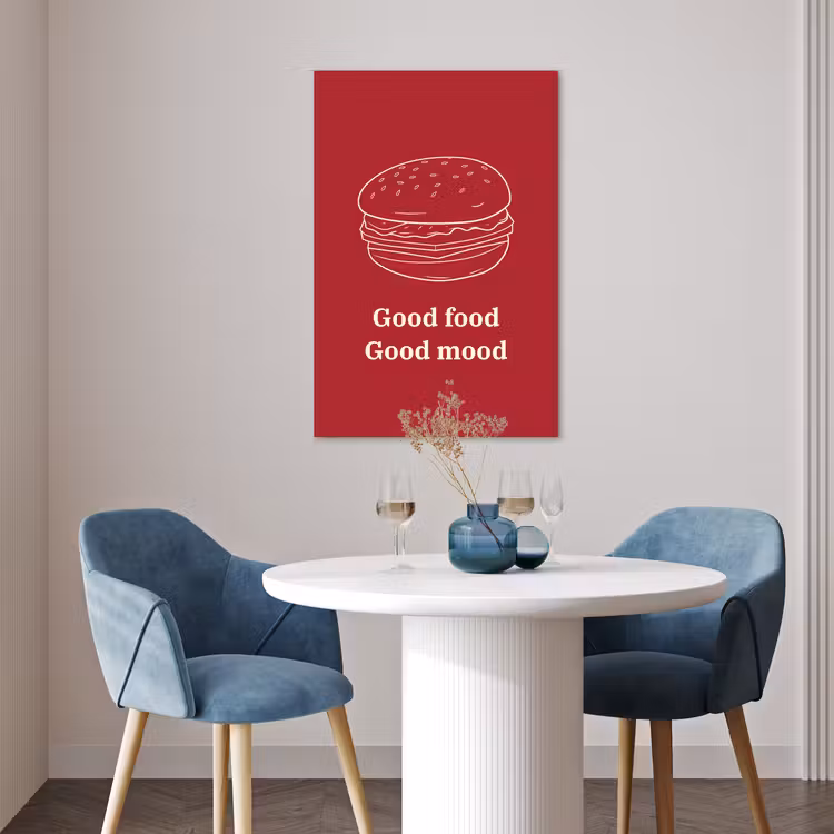 Poster - Dieprood - Lijntekening - Tekst - Hamburger — 4
