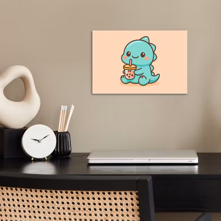 Poster - Dino - Boba - kawaii - Oranje — 2