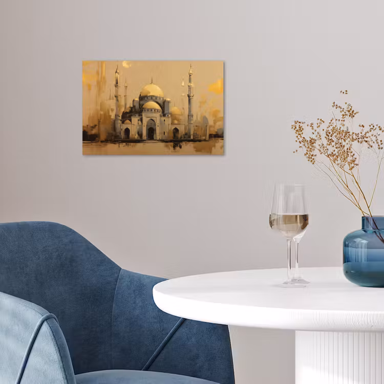 Poster - Goud - Abstracte penseelstreken - Moskee — 4
