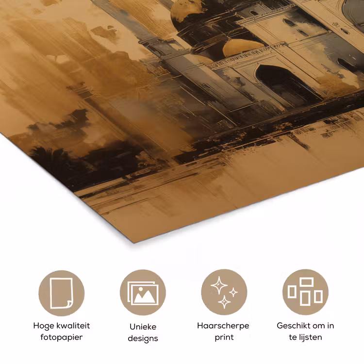 Poster - Goud - Abstracte penseelstreken - Moskee — 5