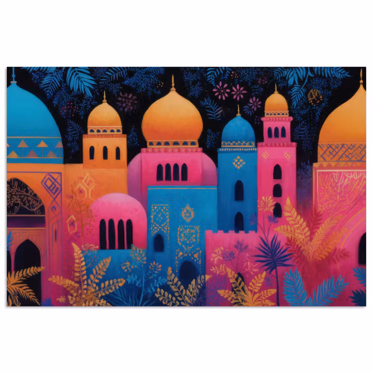 Poster - Kleurrijk - Stad - Nacht - Islamitisch — 1