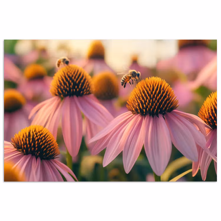 Poster - Bloemen - Paars - Bijen — 1