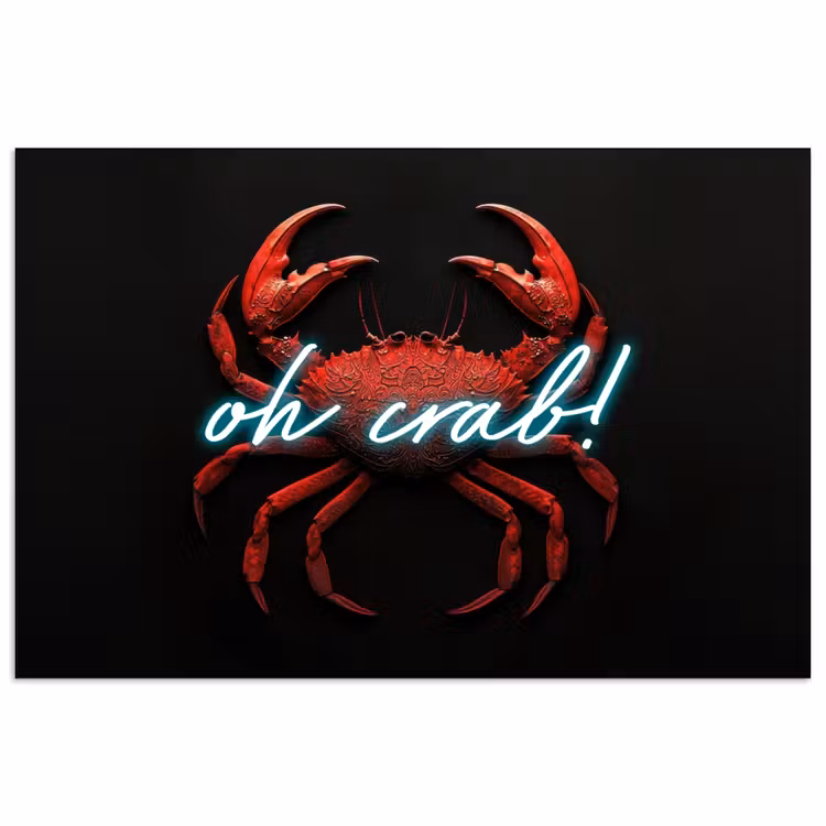 Poster - Krab - Rood - Neon - Quote — 1