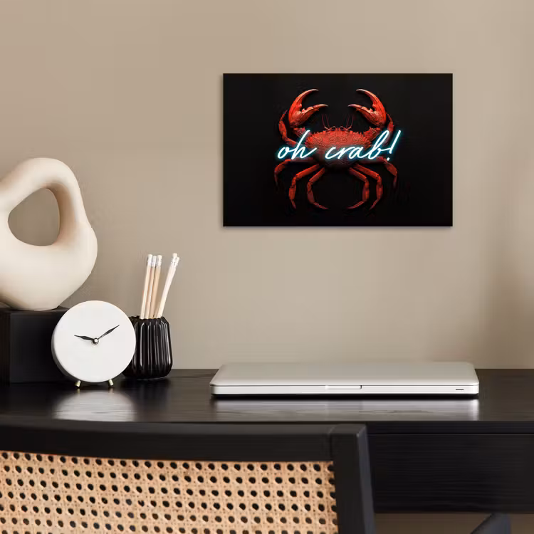 Poster - Krab - Rood - Neon - Quote — 2