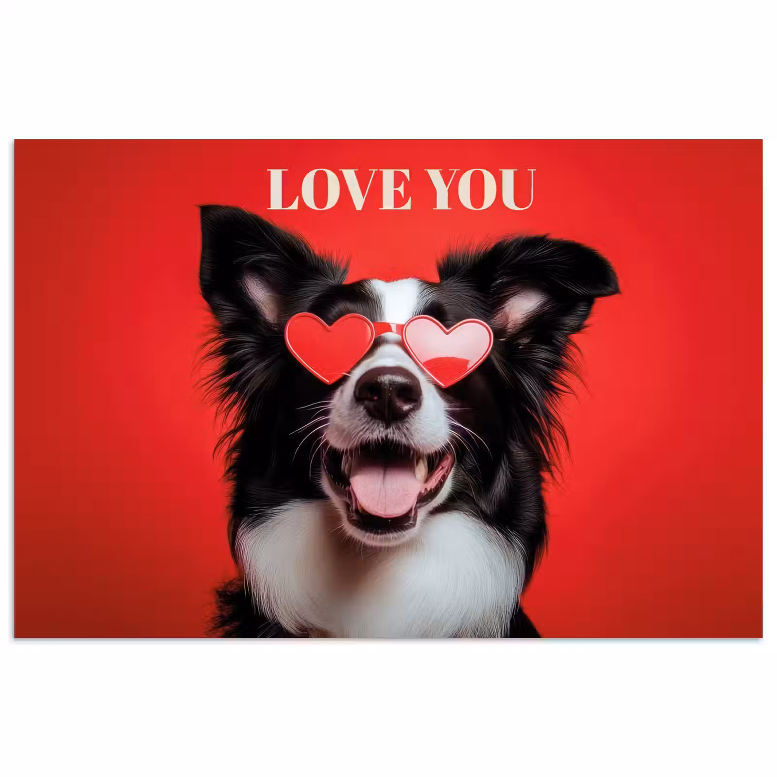 Poster - Hond - Hartjesbril - Loveyou - Rood — 1