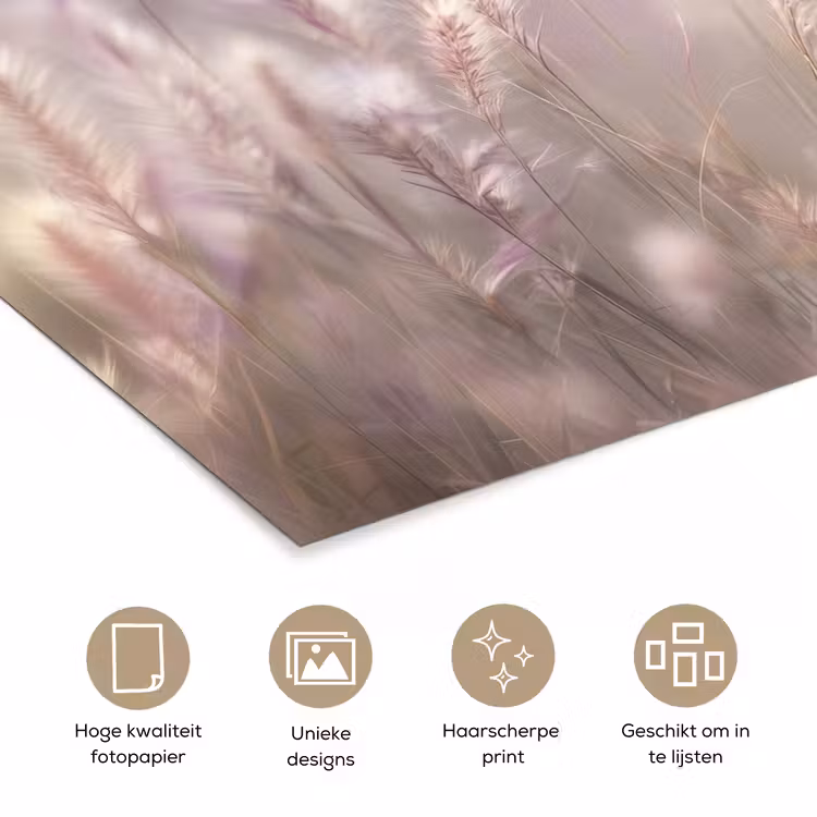 Poster - Graspluimen - Wind - Beige - Mistig — 5