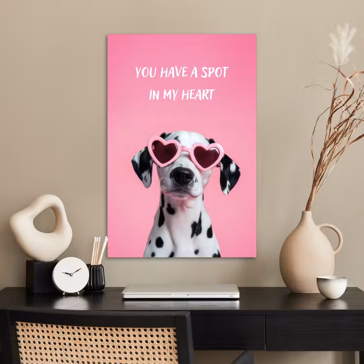 Poster - Hartjes - Hond - Valentijn - Roze — 2