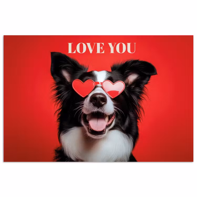Poster - Hond - Hartjesbril - Loveyou - Rood — 1