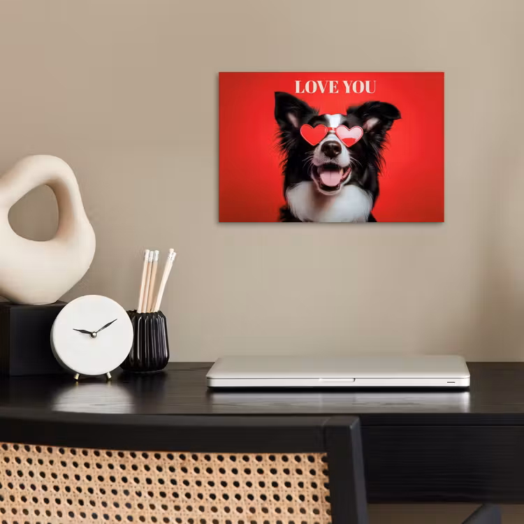 Poster - Hond - Hartjesbril - Loveyou - Rood — 2
