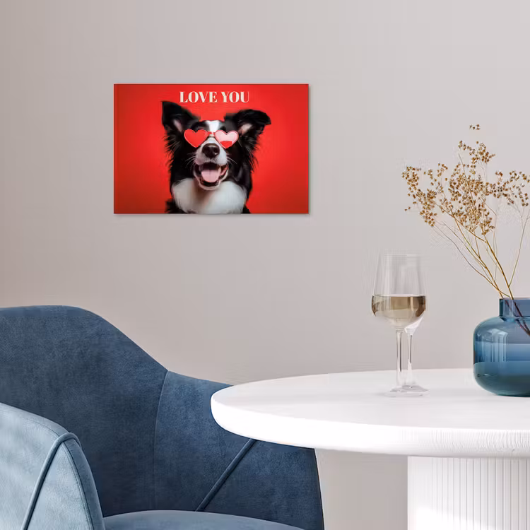 Poster - Hond - Hartjesbril - Loveyou - Rood — 4