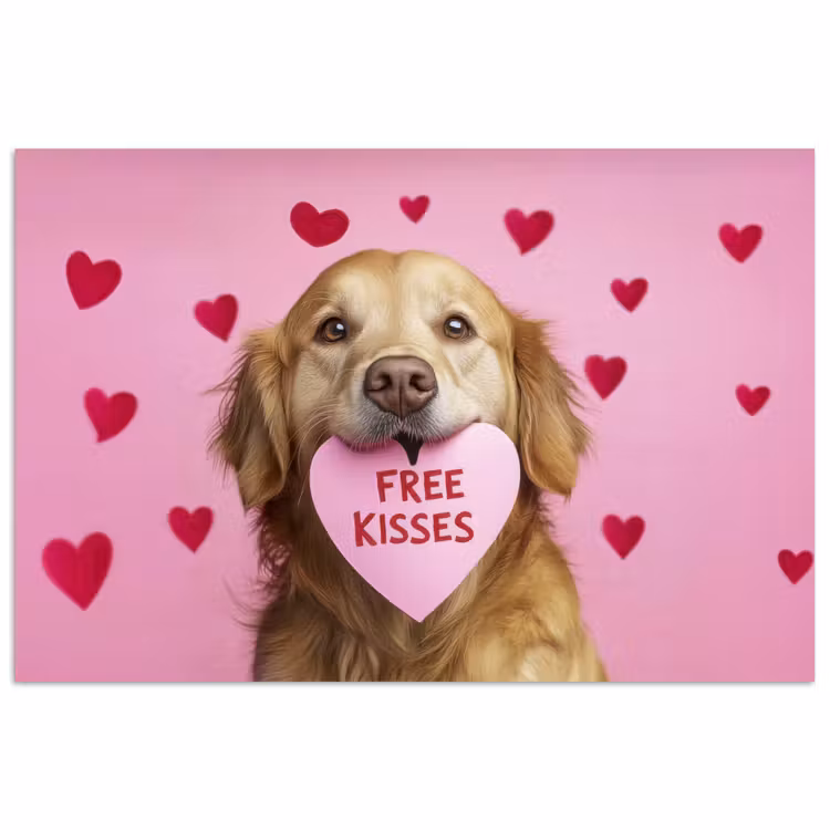 Poster - Hond - Kiss- Valentijn - Hartjes — 1