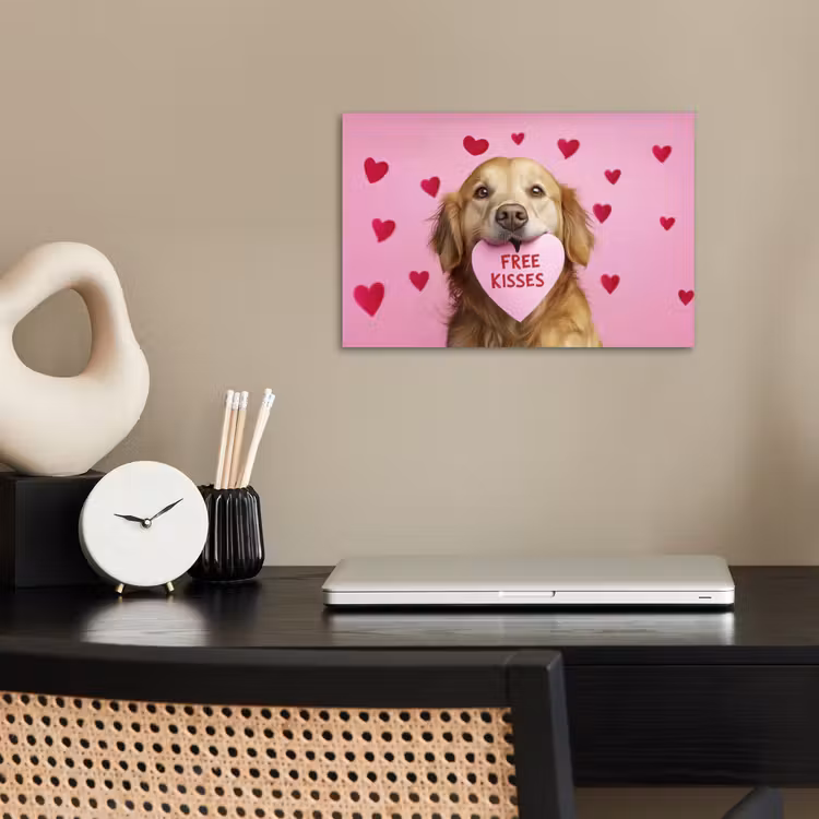 Poster - Hond - Kiss- Valentijn - Hartjes — 2