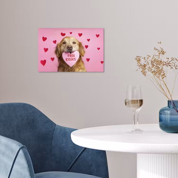 Poster - Hond - Kiss- Valentijn - Hartjes — 4