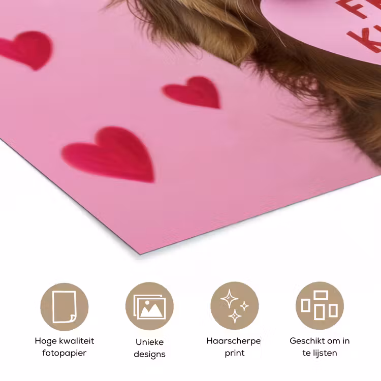 Poster - Hond - Kiss- Valentijn - Hartjes — 5