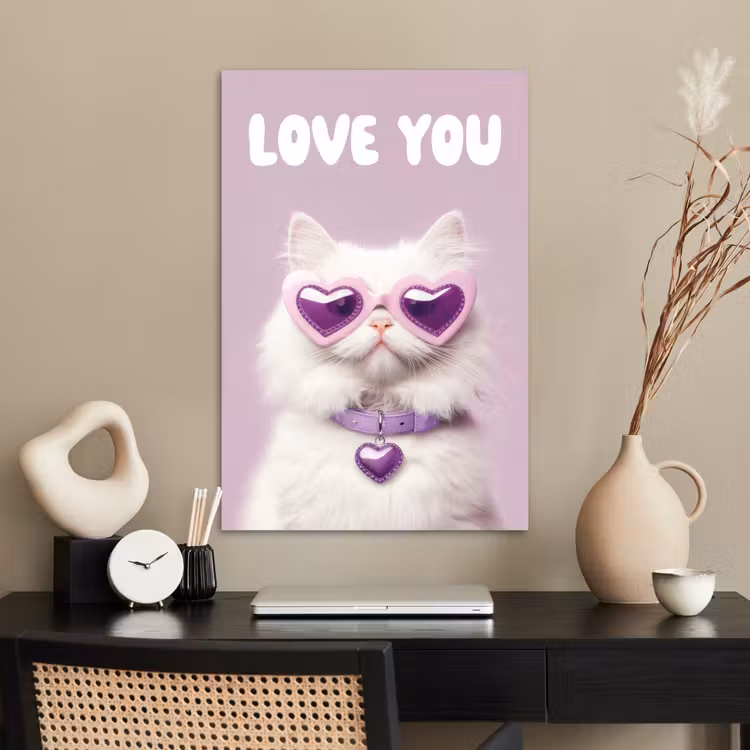 Poster - Kat - Love - Paars - Valentijn — 2