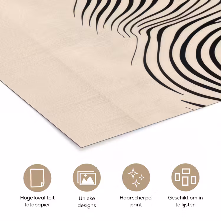 Poster - Lijnen - Abstract - Golvend - Zwart — 5