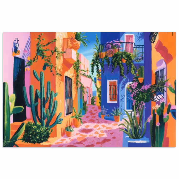 Poster - Geel - Blauw - Oranje - Huis — 1