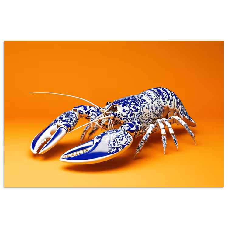 Poster - Kreeft - Delftsblauw - Schild - Stoer - Oranje — 1