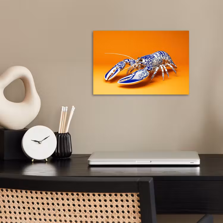 Poster - Kreeft - Delftsblauw - Schild - Stoer - Oranje — 2