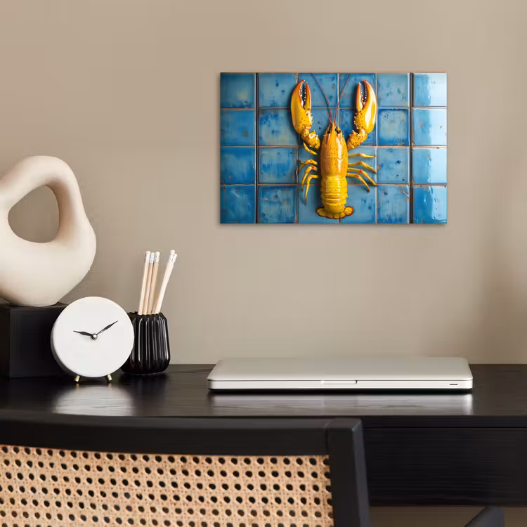 Poster - Kreeft - Geel - Blauw - Tegels — 2